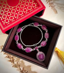 VÒNG CỔ BẠC 92.5 ĐÁ RUBY NAM PHI TỰ NHIÊN