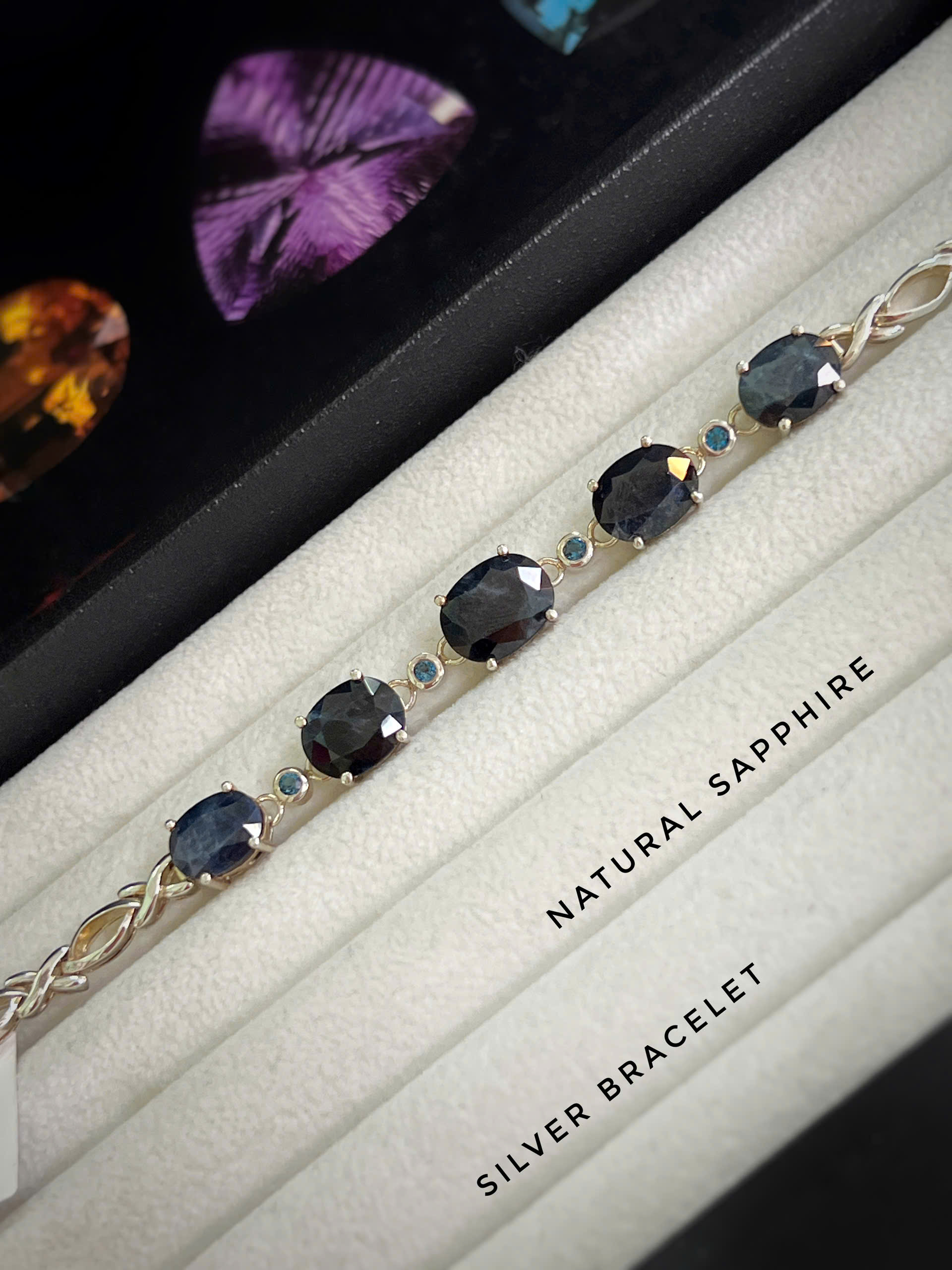 LẮC TAY BẠC 92.5 ĐÁ SAPPHIRE TỰ NHIÊN