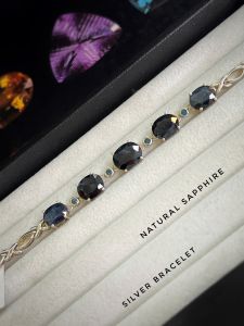 LẮC TAY BẠC 92.5 ĐÁ SAPPHIRE TỰ NHIÊN