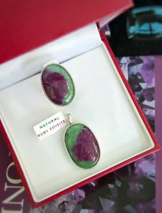 BỘ TRANG SỨC BẠC 92.5 ĐÁ RUBY ZOISITE TỰ NHIÊN