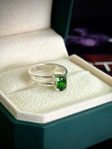NHẪN BẠC 92.5 ĐÁ DIOPSIDE TỰ NHIÊN