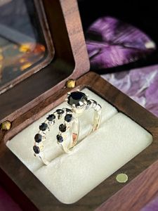 SET NHẪN BẠC 92.5 ĐÁ SAPPHIRE TỰ NHIÊN