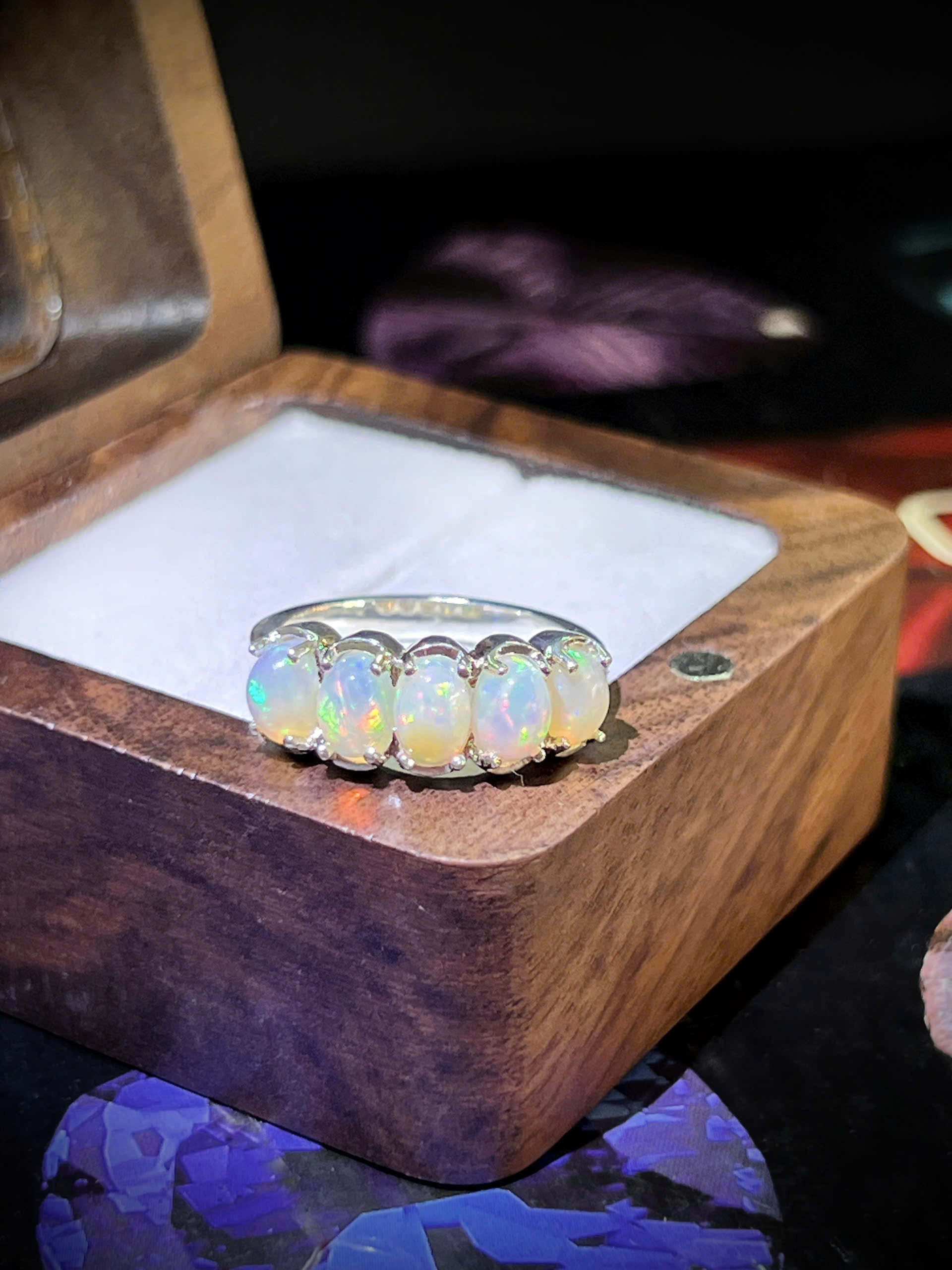 NHẪN BẠC 92.5 ĐÁ OPAL TỰ NHIÊN