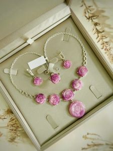 SET BẠC 92.5 HOA HỒNG ĐÁ RUBY NAM PHI TỰ NHIÊN