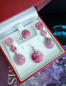 SET BẠC 92.5 HOA HỒNG RUBY NAM PHI TỰ NHIÊN