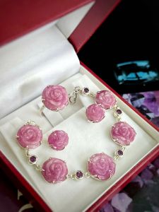 SET BẠC 92.5 HOA HỒNG ĐÁ RUBY NAM PHI TỰ NHIÊN
