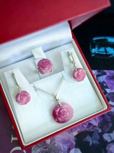 SET BẠC 92.5 HOA HỒNG ĐÁ RUBY NAM PHI TỰ NHIÊN