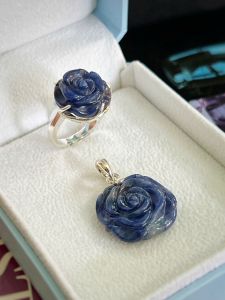 SET BẠC 92.5 HOA HỒNG ĐÁ SAPPHIRE TỰ NHIÊN
