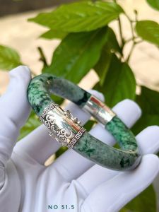 VÒNG TAY NGỌC CẨM THẠCH TỰ NHIÊN BỌC BẠC 92.5