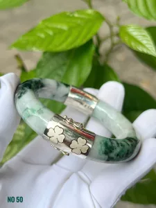 VÒNG NGỌC CẨM THẠCH TỰ NHIÊN BỌC BẠC 92.5