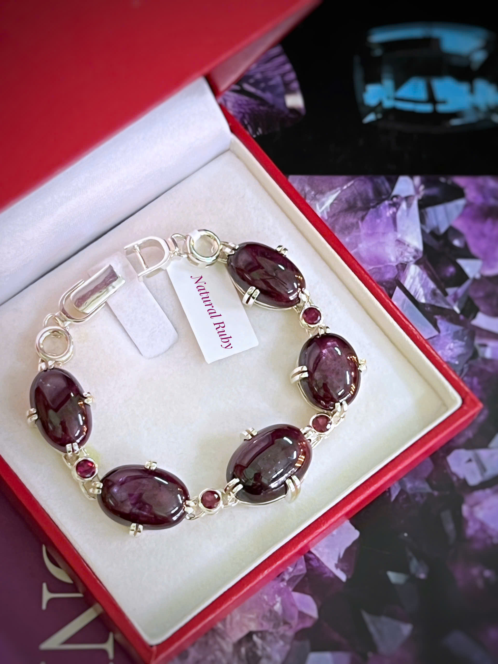 LẮC TAY BẠC 92.5 ĐÁ RUBY TỰ NHIÊN