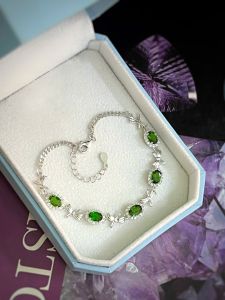 LẮC TAY BẠC 92.5 ĐÁ DIOPSIDE TỰ NHIÊN