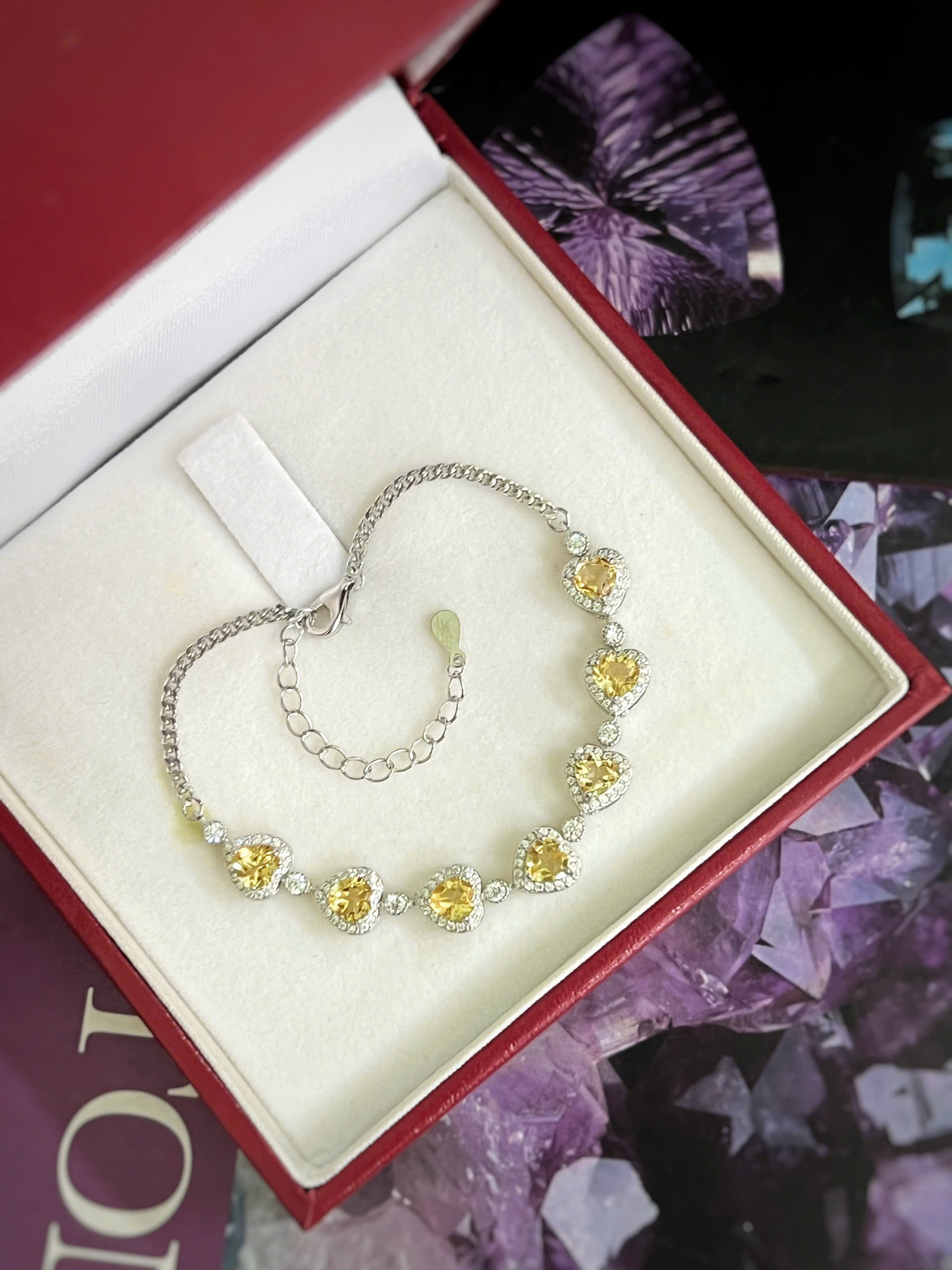 LẮC TAY BẠC 92.5 ĐÁ CITRINE TỰ NHIÊN