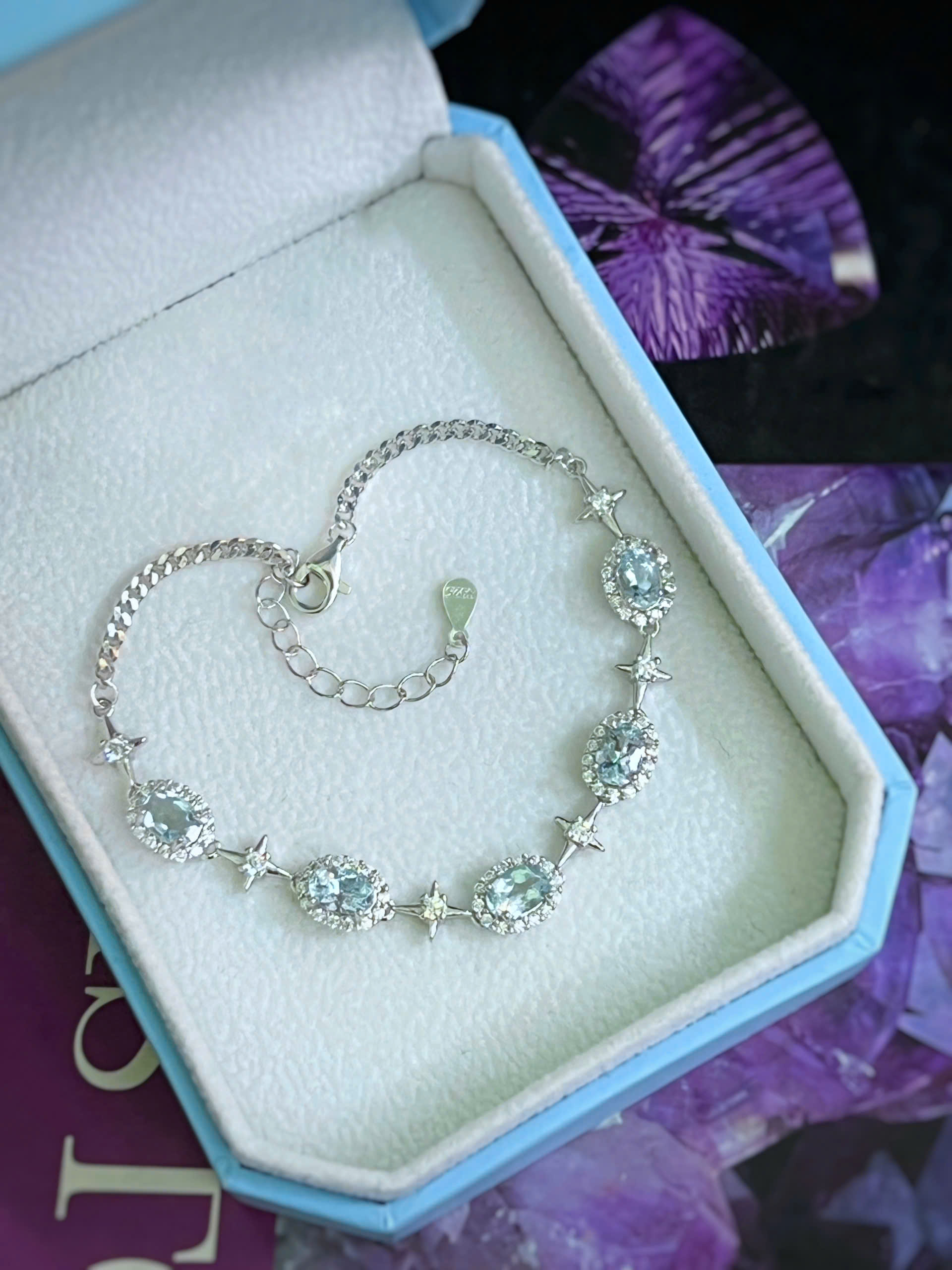 LẮC TAY BẠC 92.5 ĐÁ TOPAZ TỰ NHIÊN