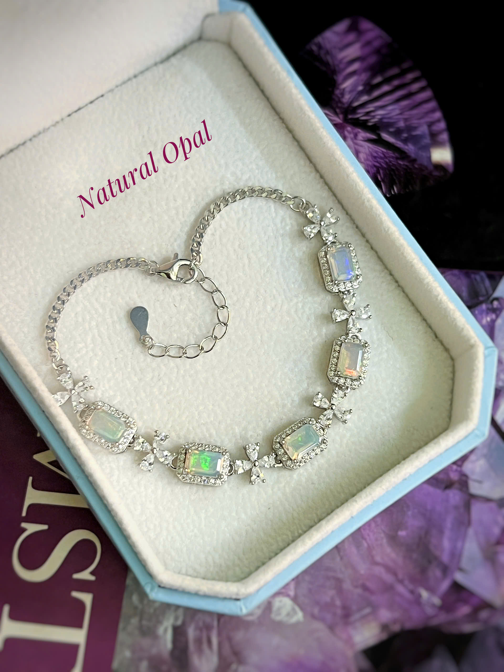 LẮC TAY BẠC 92.5 ĐÁ OPAL TỰ NHIÊN