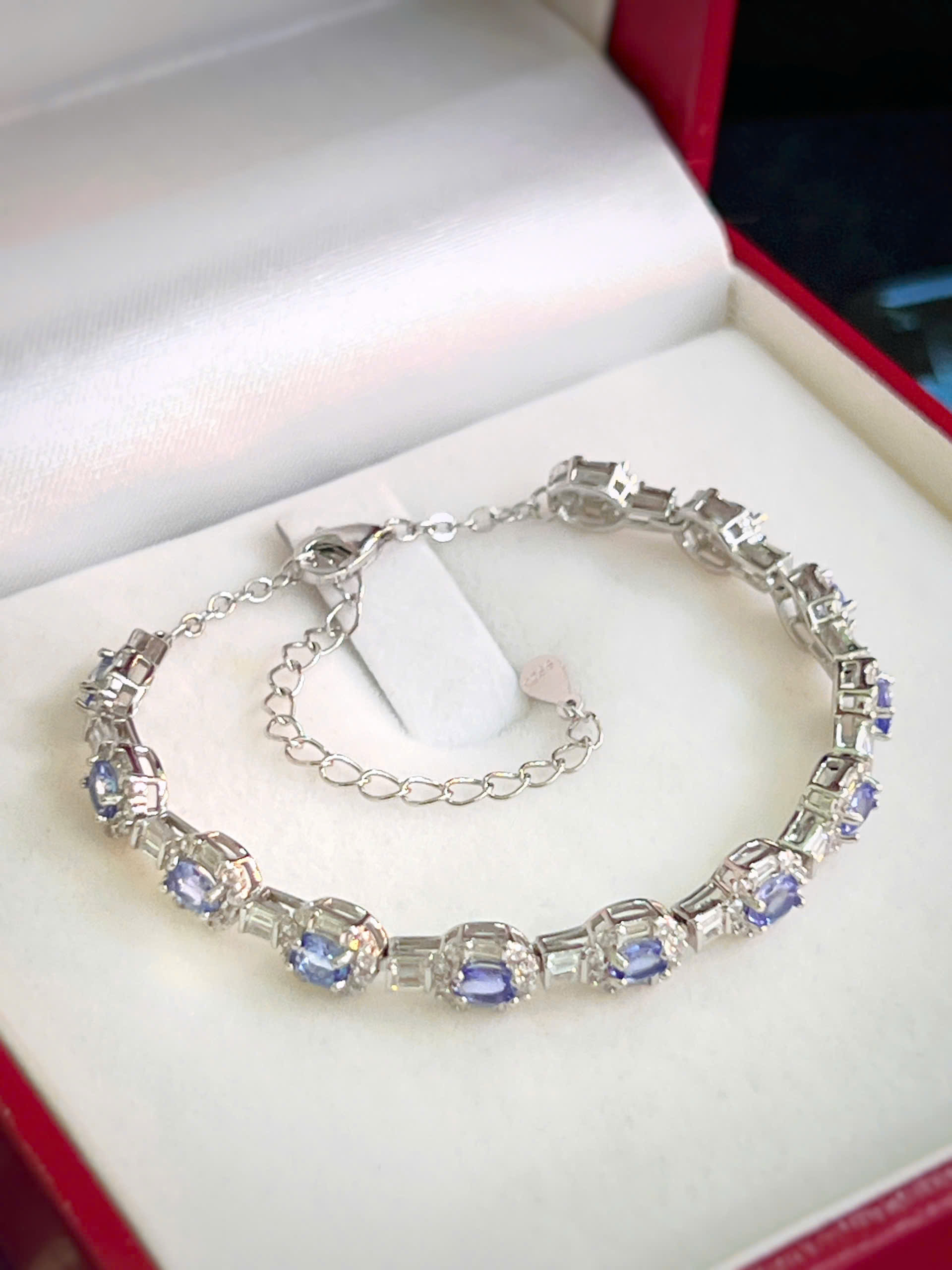 LẮC TAY BẠC 92.5 ĐÁ TANZANITE TỰ NHIÊN