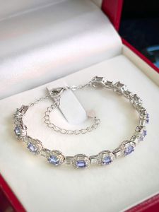 LẮC TAY BẠC 92.5 ĐÁ TANZANITE TỰ NHIÊN
