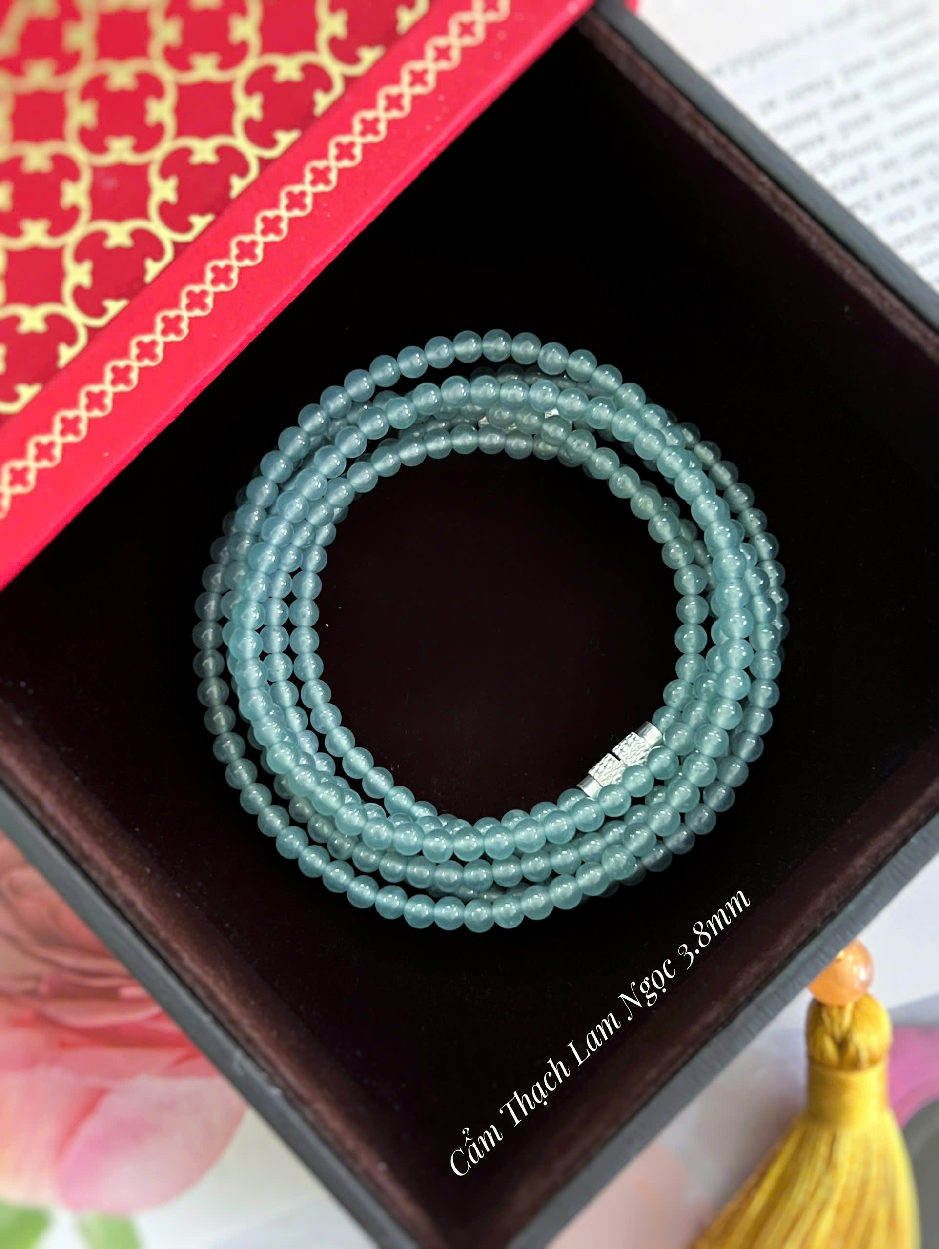 VÒNG NGỌC CẨM THẠCH LAM NGỌC TỰ NHIÊN SIZE 3.8MM