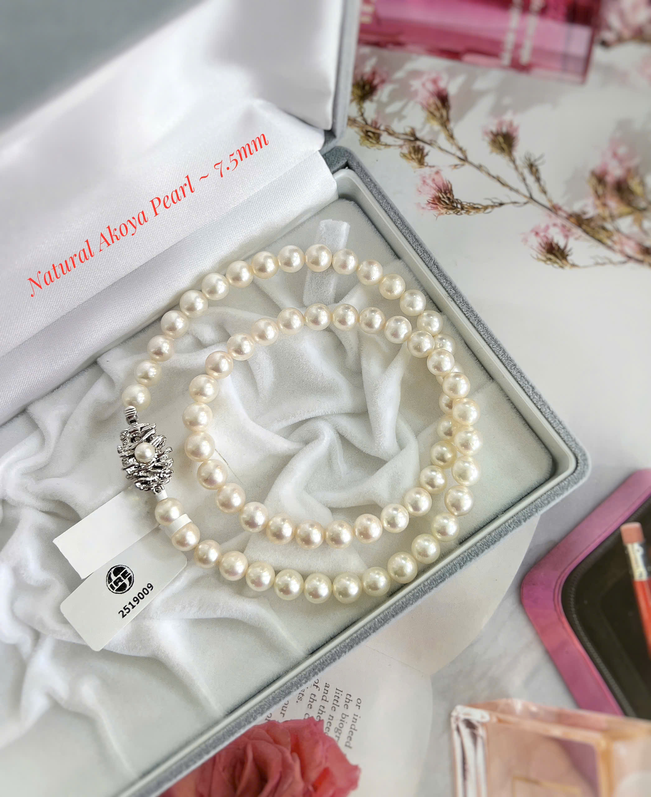 VÒNG CỔ NGỌC TRAI AKOYA TỰ NHIÊN 7.5MM