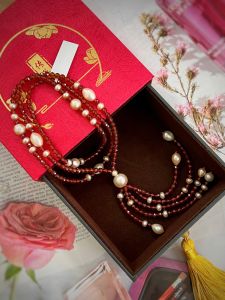 VÒNG CỔ ĐÁ GARNET & NGỌC TRAI TỰ NHIÊN