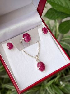 SET BẠC 92.5 ĐÁ RUBY NAM PHI TỰ NHIÊN