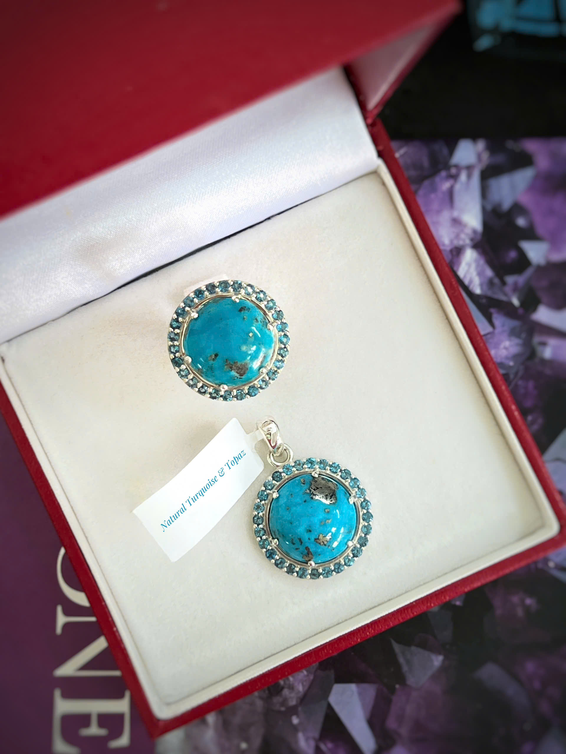 SET BẠC 92.5 ĐÁ TURQUOISE & TOPAZ TỰ NHIÊN