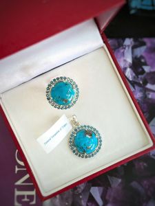 SET BẠC 92.5 ĐÁ TURQUOISE & TOPAZ TỰ NHIÊN