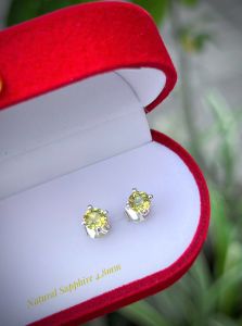 KHUYÊN TAI BẠC 92.5 ĐÁ SAPPHIRE TỰ NHIÊN