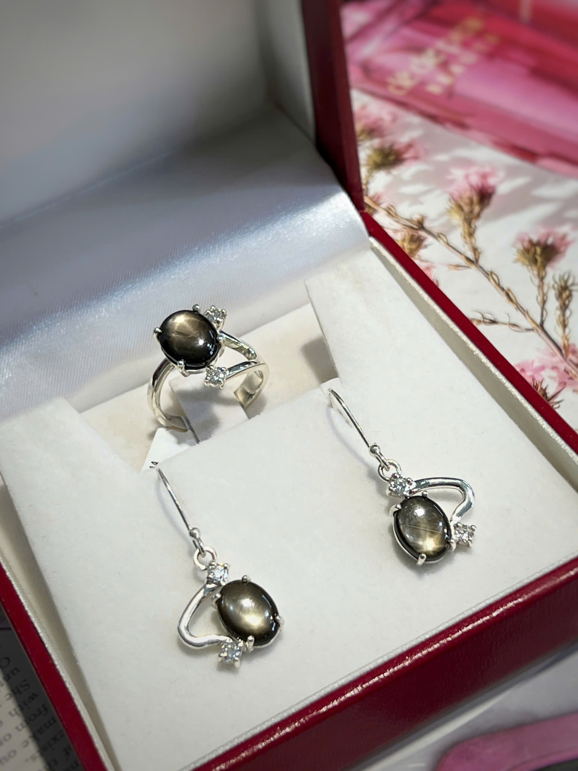 SET BẠC 92.5 ĐÁ SAPPHIRE SAO TỰ NHIÊN