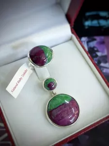 SET BẠC 92.5 ĐÁ RUBY ZOISITE TỰ NHIÊN