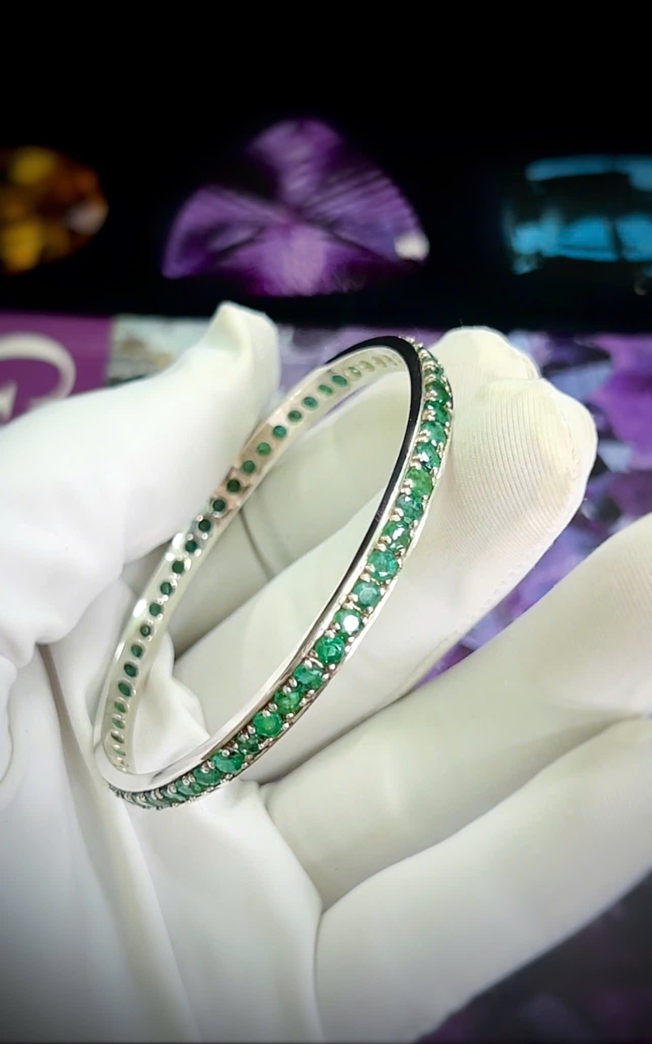 VÒNG BẠC 92.5 ĐÁ EMERALD TỰ NHIÊN