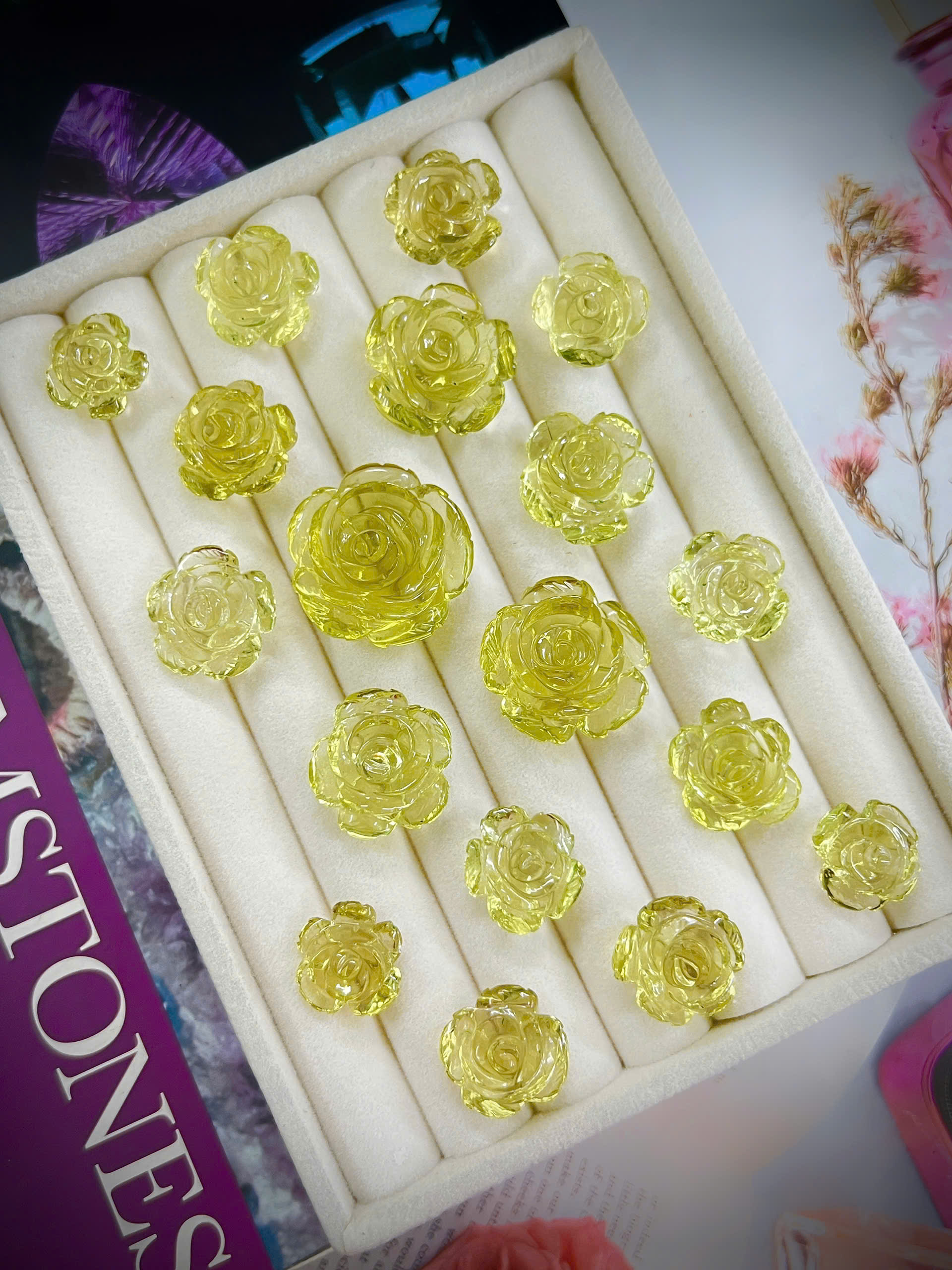 HOA HỒNG ĐÁ LEMON QUARTZ TỰ NHIÊN