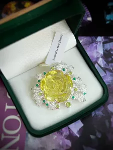 CÀI ÁO & MẶT DÂY 2 IN 1 HOA HỒNG ĐÁ LEMON QUARTZ TỰ NHIÊN