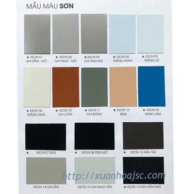 Bảng mẫu mầu sơn bôt 30.4.2018