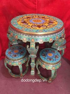 Bộ Bàn Ghế Đồng - Vẽ Pháp Lam