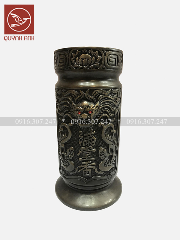Ống Hương Đồng Mạ Màu Giả Cổ - Mẫu 2
