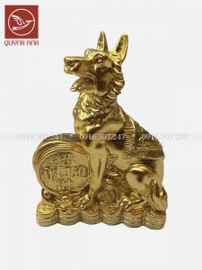 Tượng Chó Đồng Dát Vàng 24k - Mẫu 2