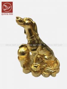 Tượng Chó Đồng Dát Vàng 24k - Mẫu 4