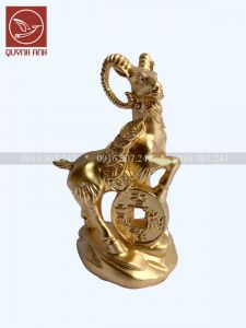 Tượng Dê Đồng Dát Vàng 24k - Mẫu 2