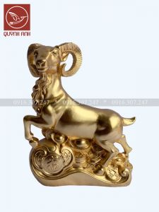 Tượng Dê Đồng Dát Vàng 24k - Mẫu 1