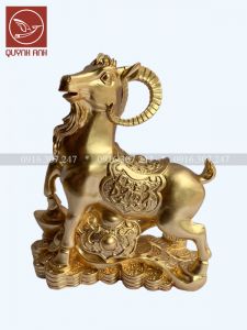 Tượng Dê Đồng Dát Vàng 24k - Mẫu 3