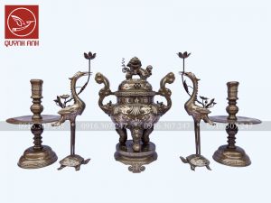 Bộ Đỉnh Đồng Khảm Tam Khí - Mẫu 6
