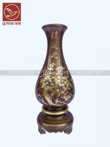 Lọ Hoa Đồng - Khảm Tam Khí Điểm Vàng