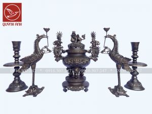 Bộ Đỉnh Đồng Mạ Màu Giả Cổ