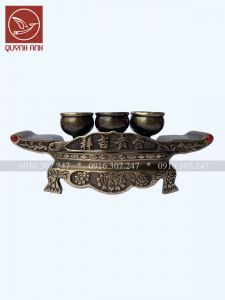 Bộ Ngai Đồng 3 Chén - Màu Giả Cổ