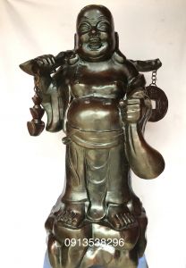 Di lặc ghánh tiền vàng,cao 80cm.chất liệu đồng giả cổ