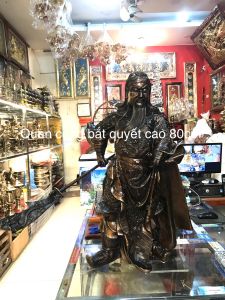 Tượng quan công bắt quyết,cao 80cm.Chất liệu đồng giả cổ