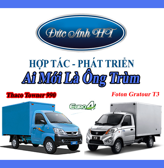 So sánh xe tải nhẹ Foton Gratour T3 và Thaco Towner 990