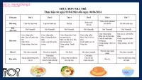 THỰC ĐƠN CHO TRẺ Năm học 2023 - 2024