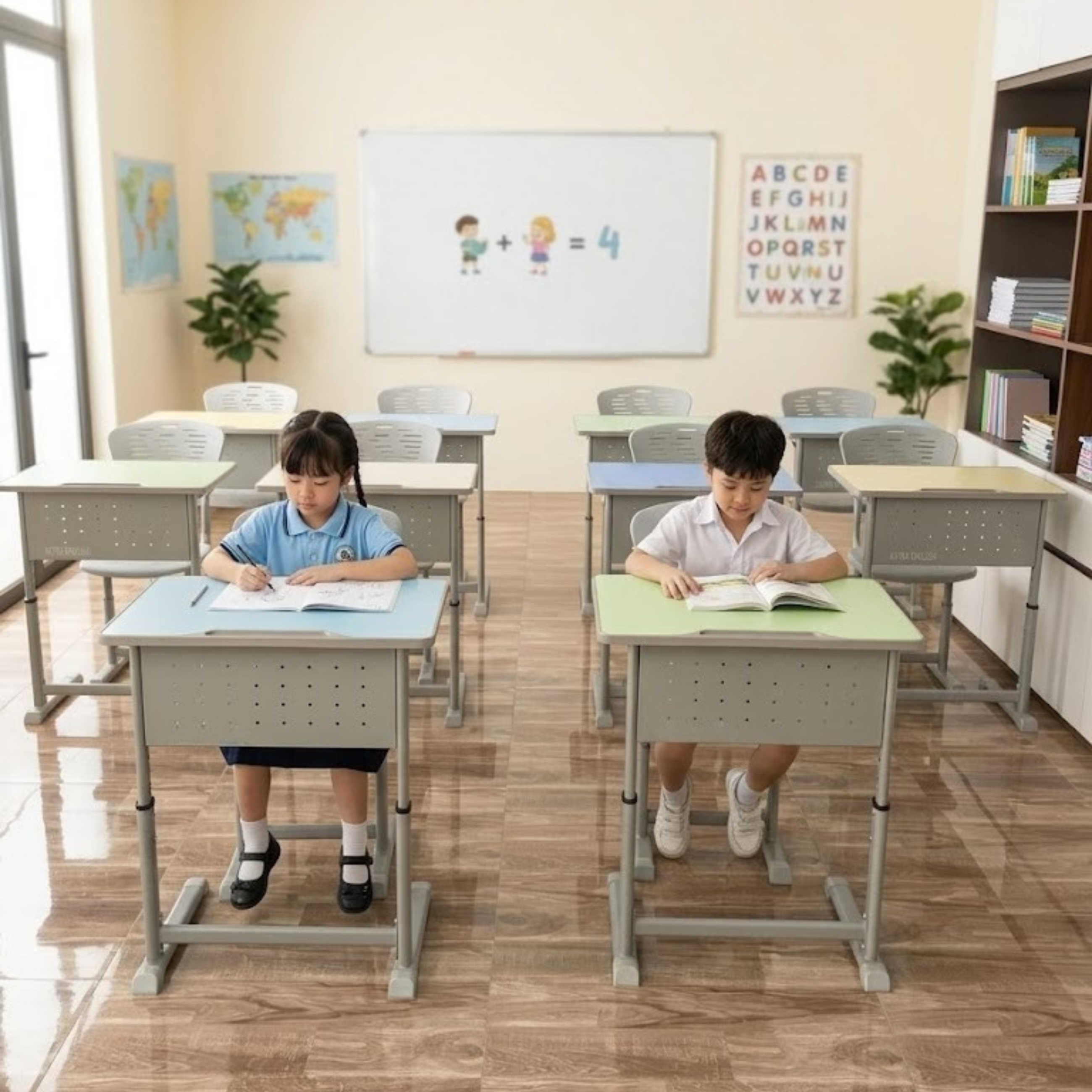 Bộ bàn ghế học sinh nâng hạ chân thẳng GLEE